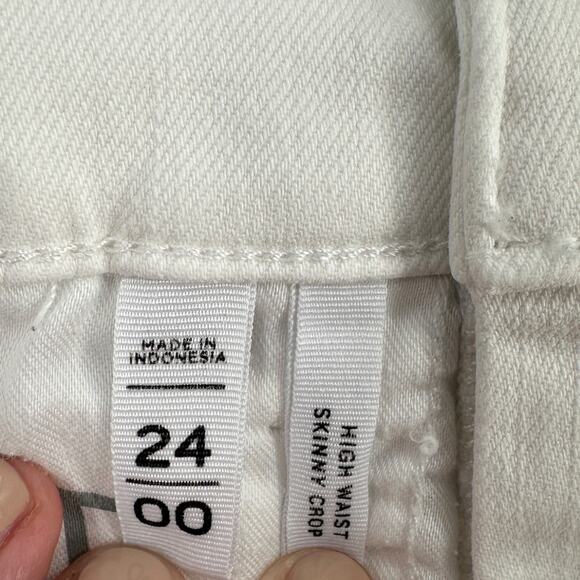 LOFT White High Waisted Button Fly Skinny Fit Crop Jeans Pants Size 00 / 24 - Picture 4 of 8